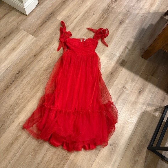 Anthropologie Mable Vibrant Red Strapless Maxi Dress - Picture 2 of 5